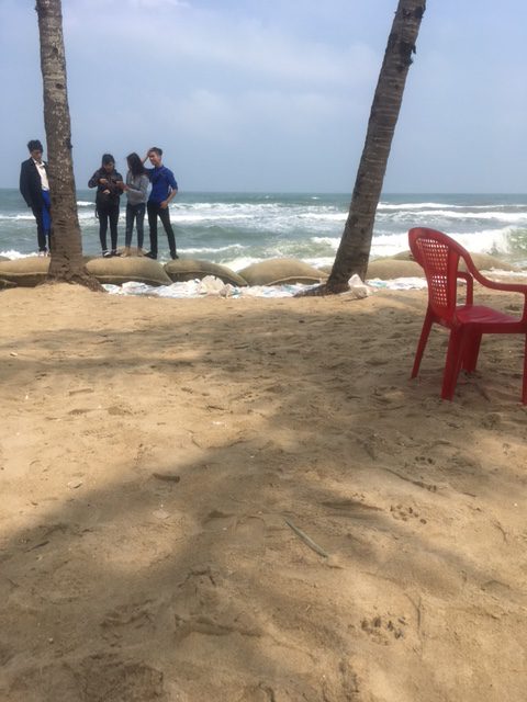 Sandbags shoring up the eroding Hoi An beach