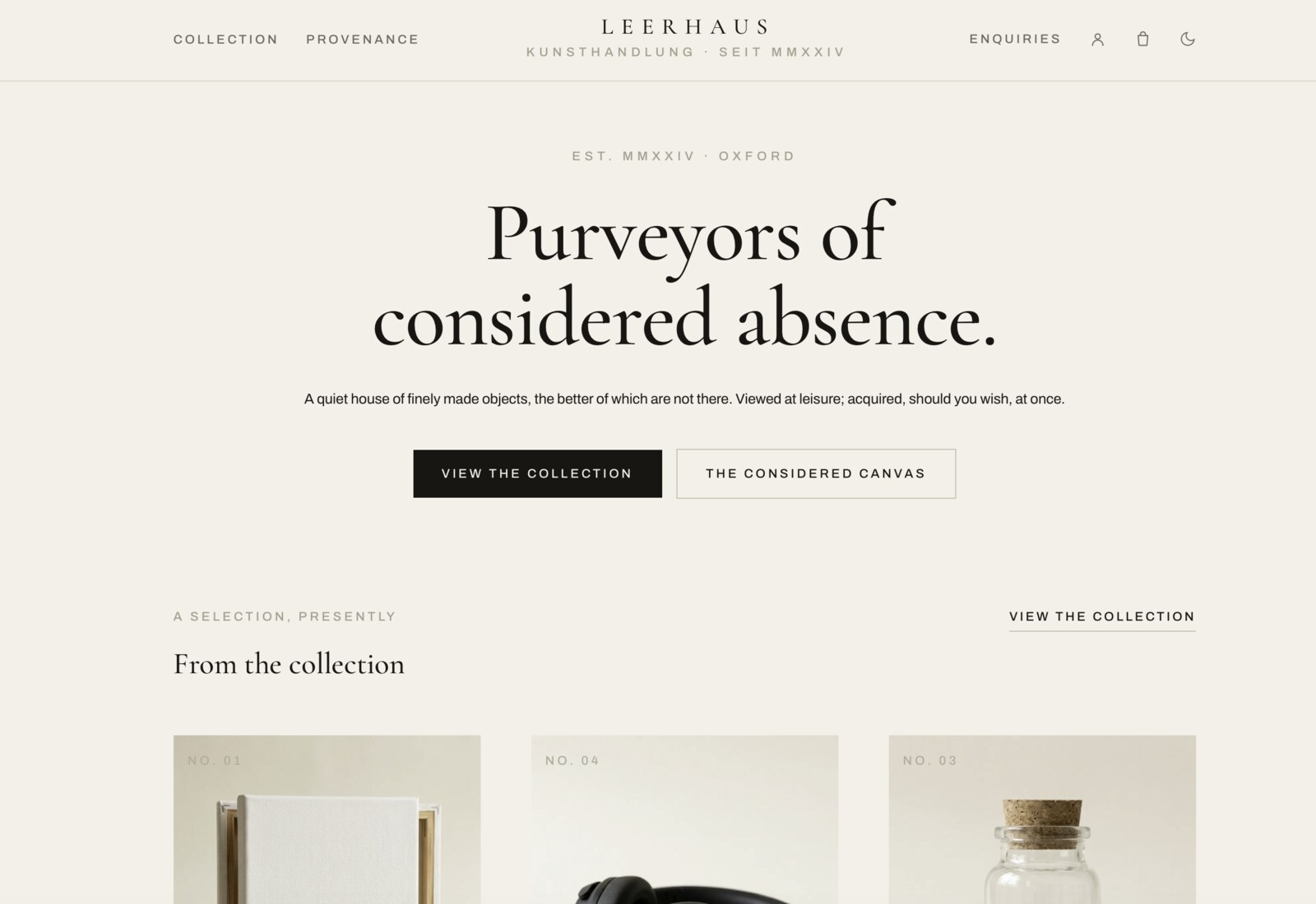 The LeerHaus shopfront: purveyors of considered absence