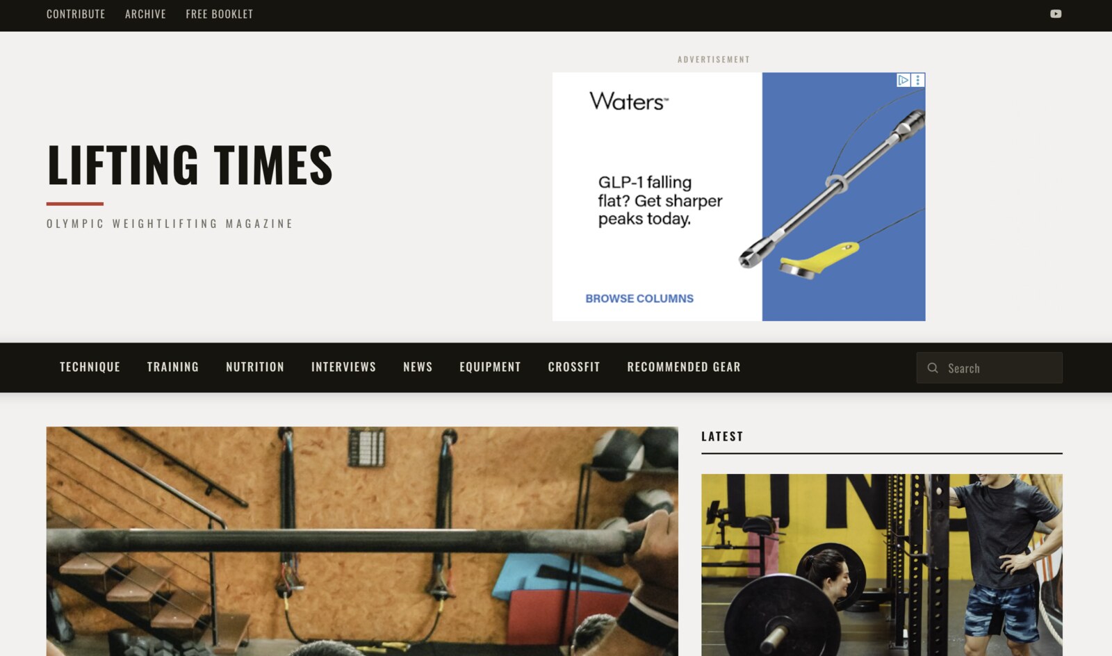 The relaunched Lifting Times homepage