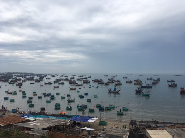 Fishing boats moored at the Mui Ne fishing village