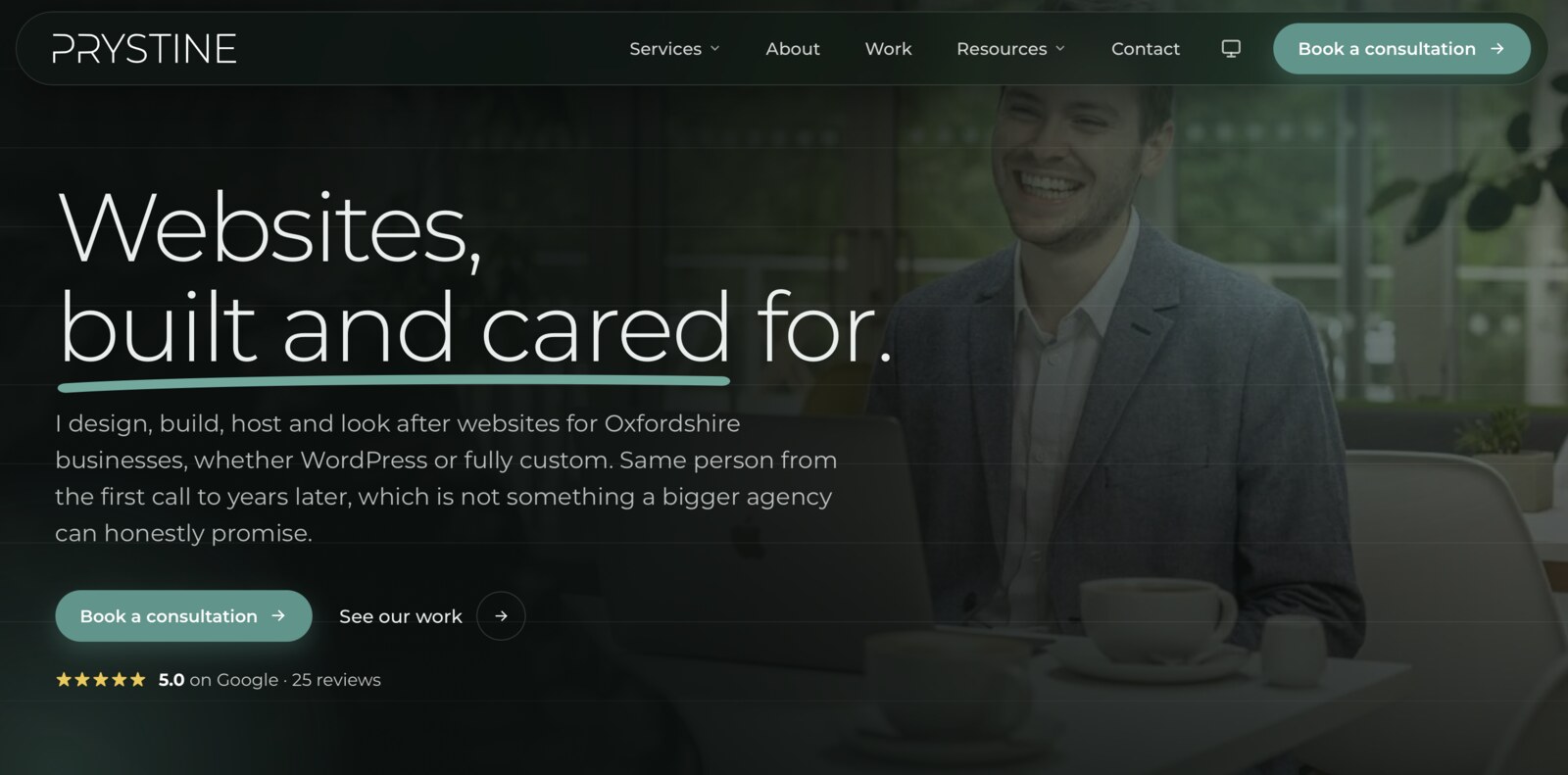 The rebuilt Prystine homepage