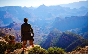 Looking out over a mountain landscape at the start of my travels